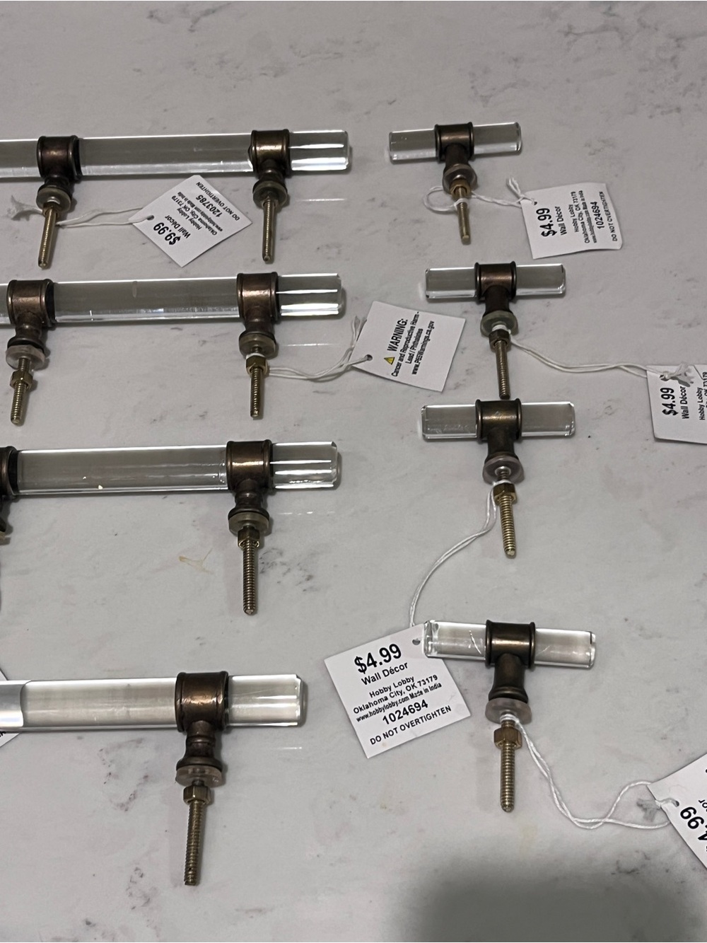 Hobby Lobby Clear Glass and Antique Brass-Tone Curtain Rod Holders